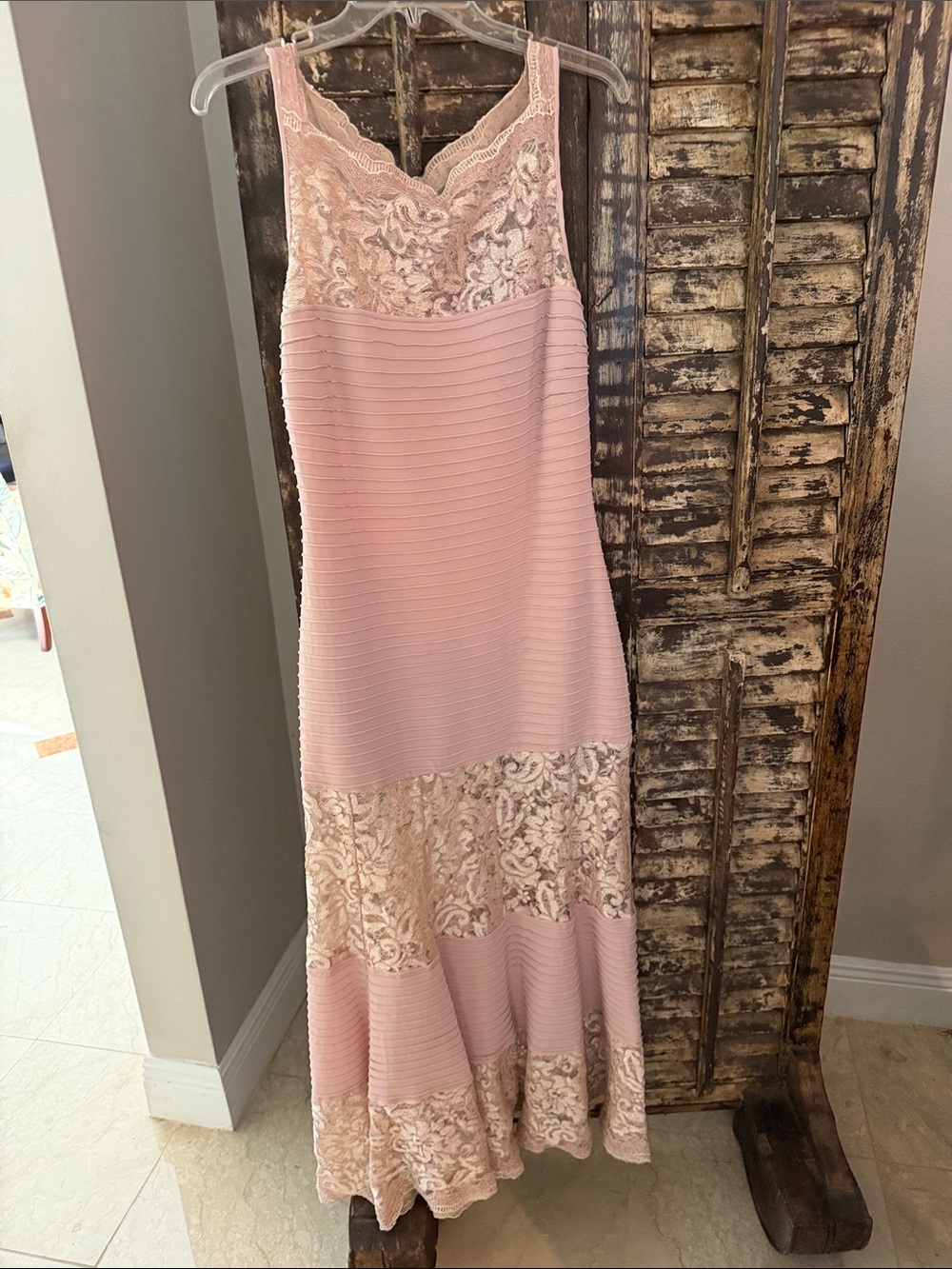 Calvin Klein Blush Pink Lace Panel Maxi Dress